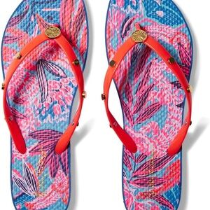 Lilly Pulitzer Ruby Red Wild Times Flip Flops